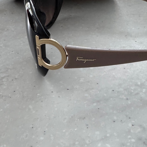 Salvatore Ferragamo Black Sunglasses with Gold Accents